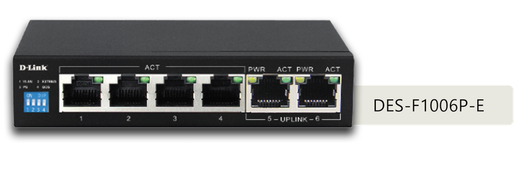 DES-F1006P-E 6-Port 10/100 250m PoE Switch 802.3af/at w/uplink